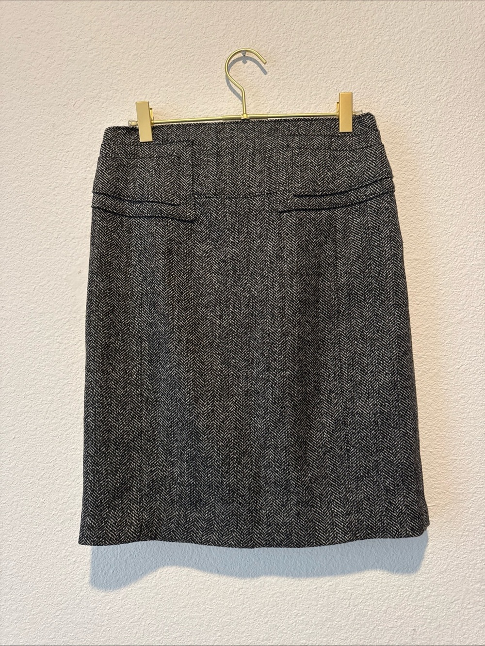Express Black Herringbone Pencil Skirt